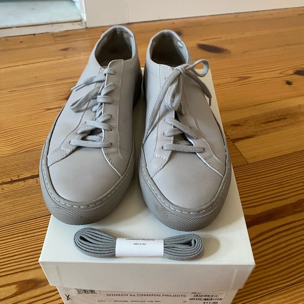 Woman by Common Projects Grey Achilles Low Top Sneaker - Picture 2 of 6